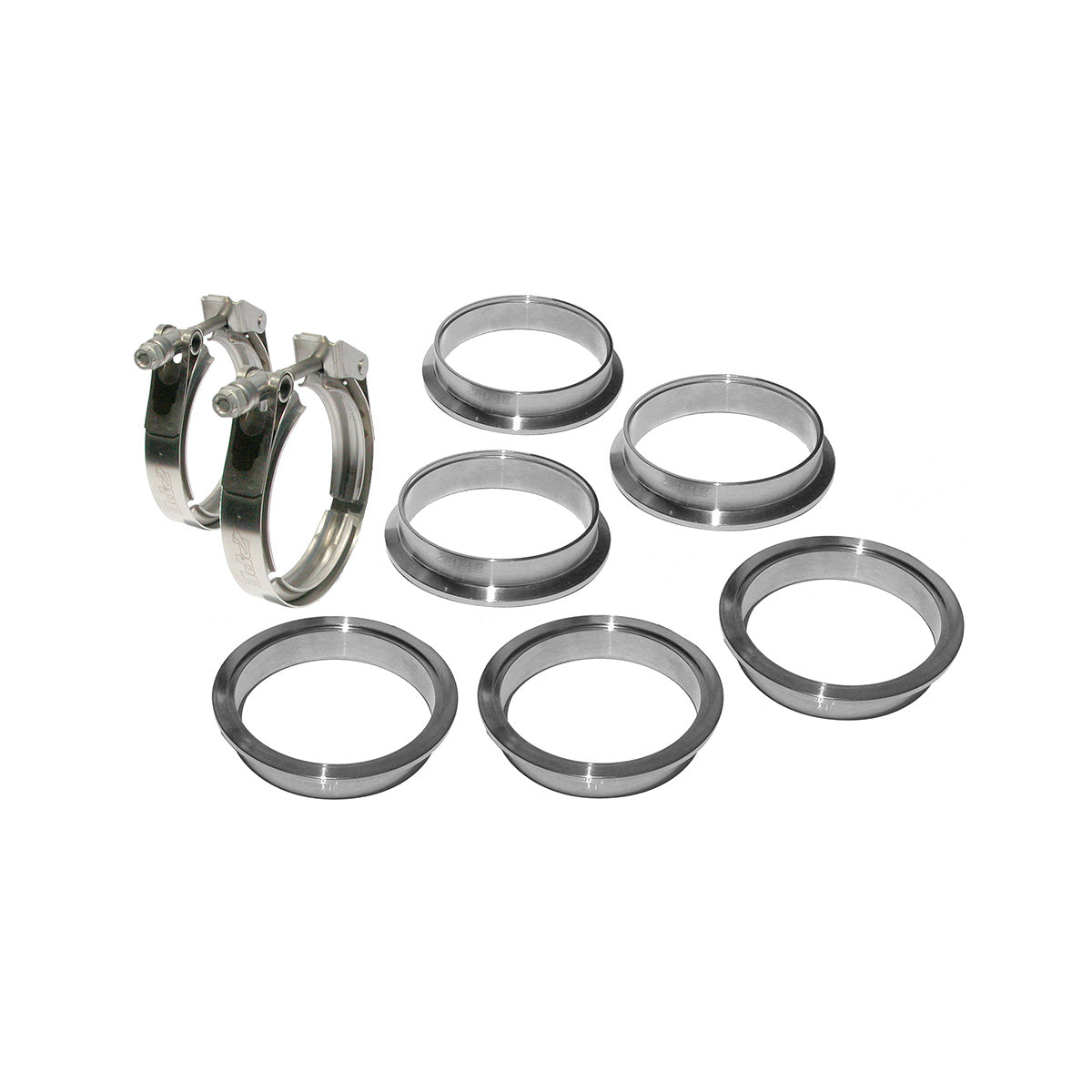 QR 304 Stainless Steel Clamps-Aluminum Flanges - 8 Piece Set (2C 3M 3F) (Built To Order) - PPE - Pacific Performance Engineering