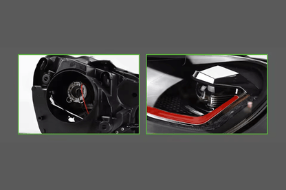 Volkswagen Golf MK6 Red, Silver, and Black Projector with Dynamic Signal LED Headlights (2009 - 2013)