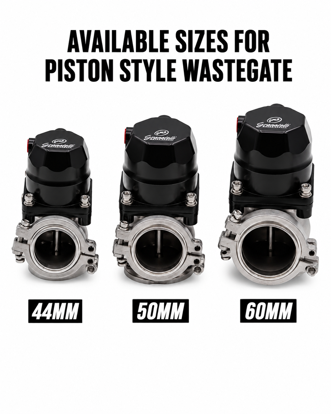 Granatelli 60mm Piston-Actuated External Turbo Wastegate with V-Band – 540260