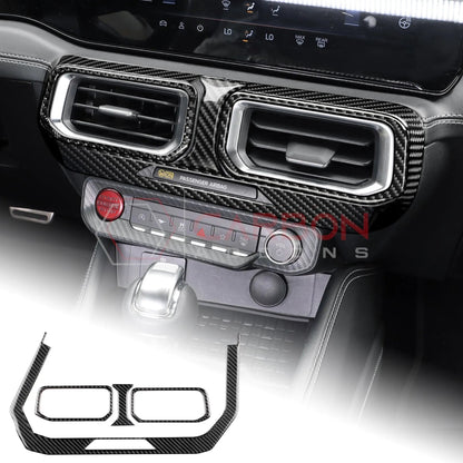 Real Carbon Fiber Center Dashboard A/C Vent Trim Overlays for 2024+ Ford Mustang