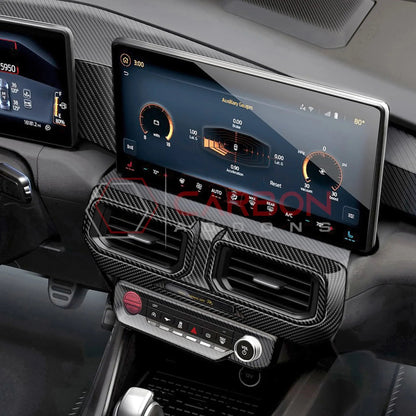 Real Carbon Fiber Center Dashboard A/C Vent Trim Overlays for 2024+ Ford Mustang