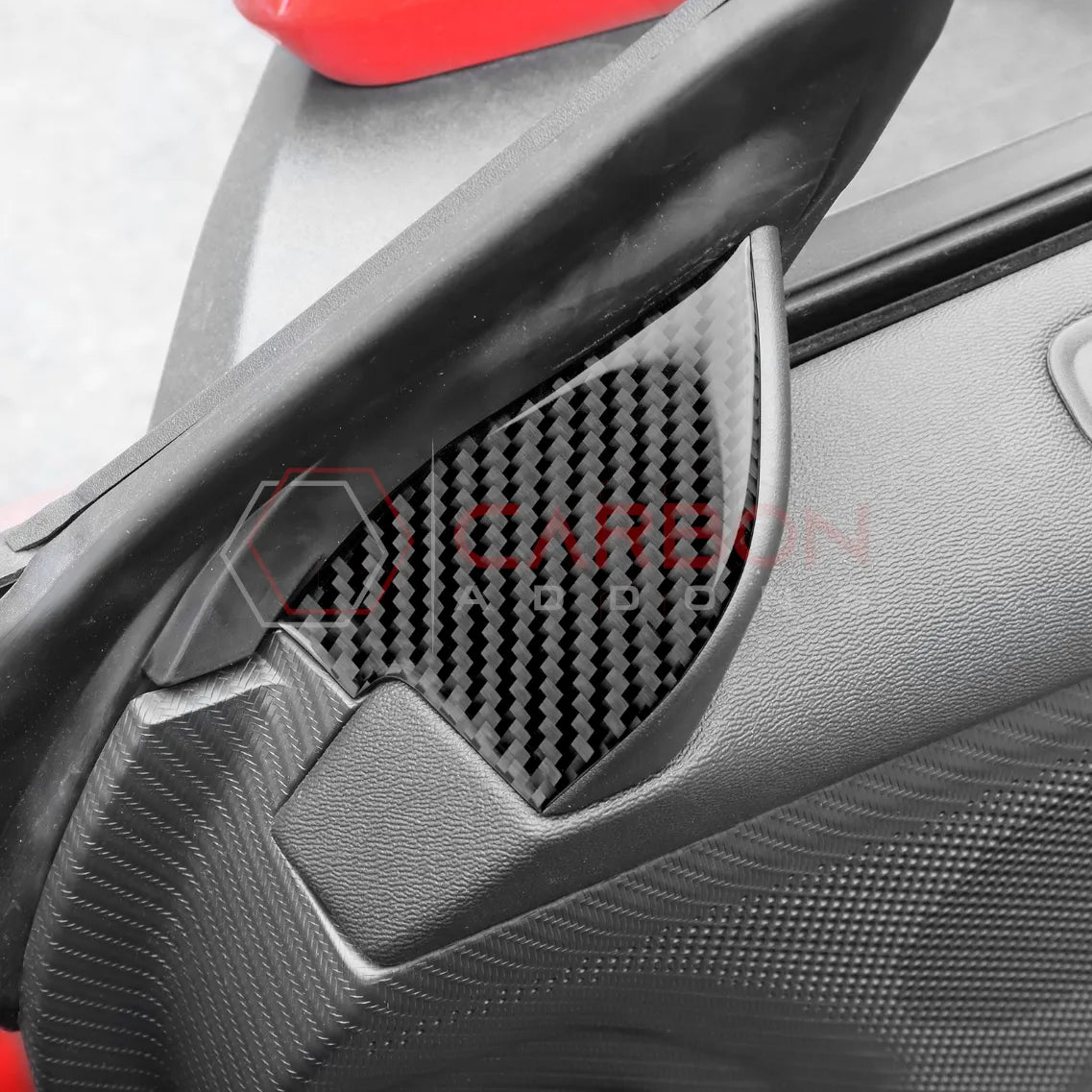 Real Carbon Fiber Door Jamb Triangle Trim Overlay for 2024+ Ford Mustang
