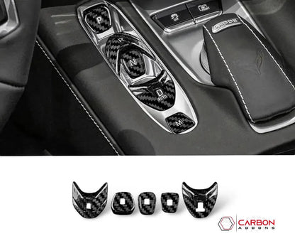 C8 Corvette Real Carbon Fiber Gear Shift Button Cover | Center Console Interior Upgrade (2020–2026)