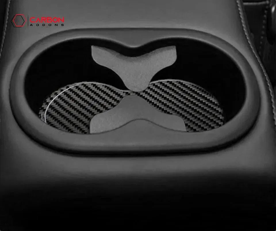 [5pcs] Carbon Fiber Rear Sit Cup Holder and Door Panel Groove Overlay for Dodge Challenger 2015-2023