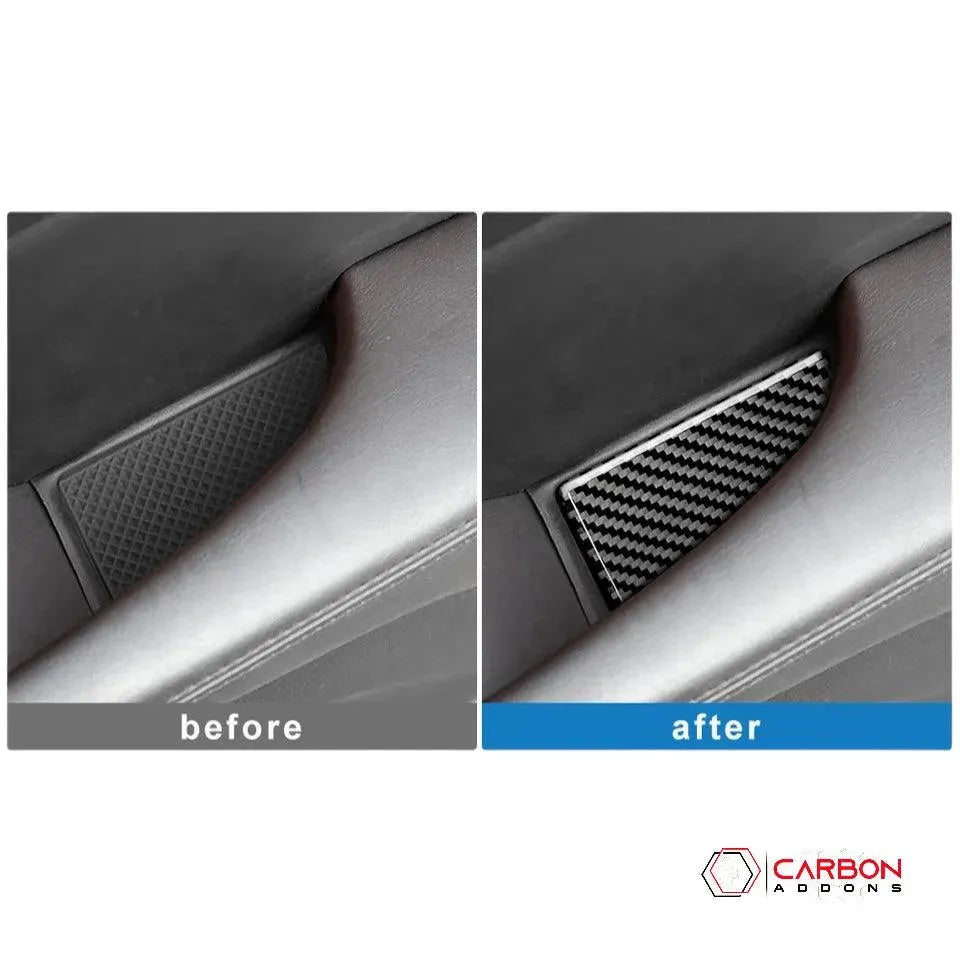 [5pcs] Carbon Fiber Rear Sit Cup Holder and Door Panel Groove Overlay for Dodge Challenger 2015-2023