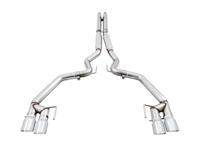 AWE Tuning Track Edition Cat-back Exhaust for the 2018 Mustang GT - Quad Chrome Silver Tips 3020-42064