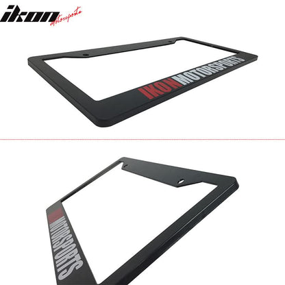 Black License Plate Frame Holder Bracket IKON MOTORSPORTS + Screw Cap
