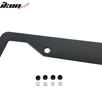 Black License Plate Frame Holder Bracket IKON MOTORSPORTS + Screw Cap
