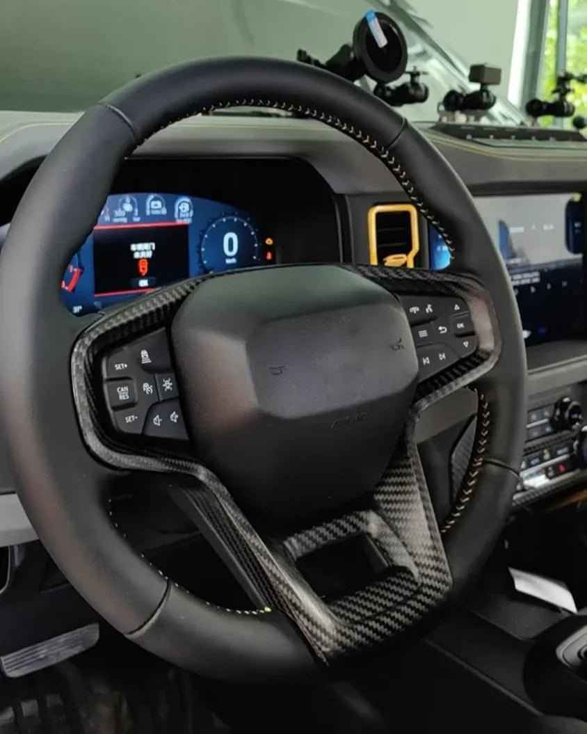 2021+ Bronco Real Carbon Fiber Steering Wheel Button Trim Cover