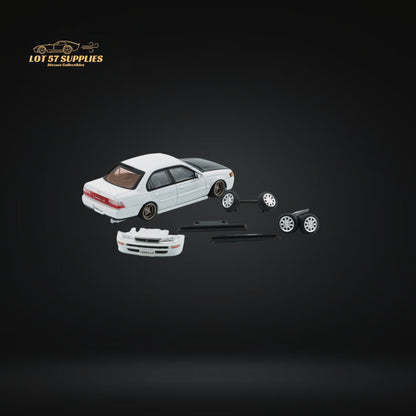 BM Creations Toyota Corolla AE100 in Pearl White with Carbon Fiber Hood RHD 1:64 64B0335