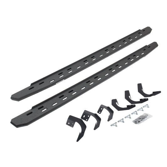 Go Rhino 69620687ST RB30 Slim Line Running Boards With Mounting Bracket Kit Protective Bedliner Coating