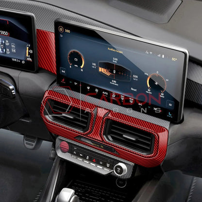 Real Carbon Fiber Center Dashboard A/C Vent Trim Overlays for 2024+ Ford Mustang