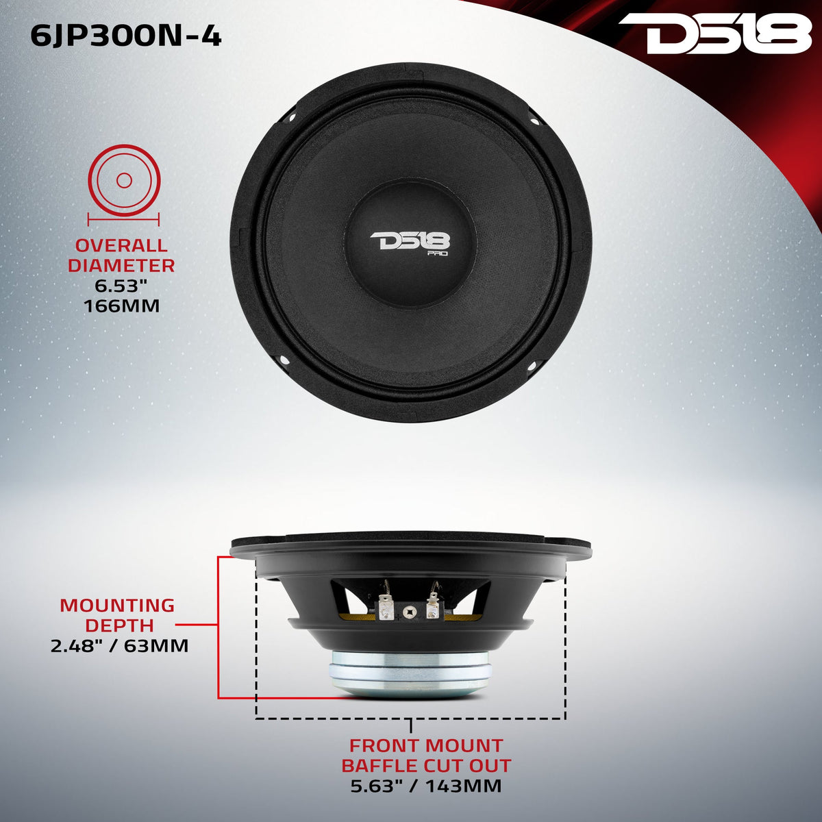 PRO 6.5" Neodymium Full-Range Loudspeaker 150 Watts Rms 4-Ohm (Used in JP6NEO Jeep Enclosures)