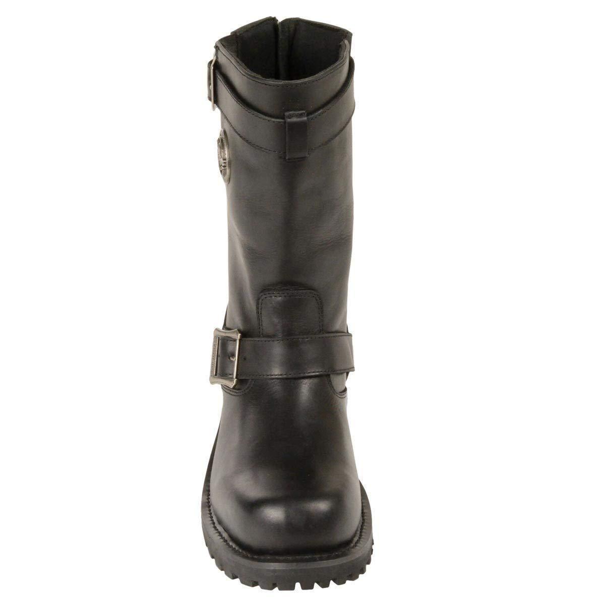 Milwaukee Leather Men's Black Leather Wide-Width 11-Inch Classic Engineer Motorcycle Boots MBM9020W