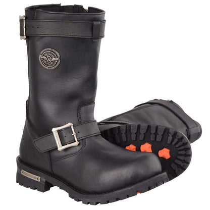 Milwaukee Leather Men's Black Leather Wide-Width 11-Inch Classic Engineer Motorcycle Boots MBM9020W