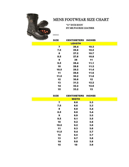 Milwaukee Leather Men's Black Leather Wide-Width 11-Inch Classic Engineer Motorcycle Boots MBM9020W