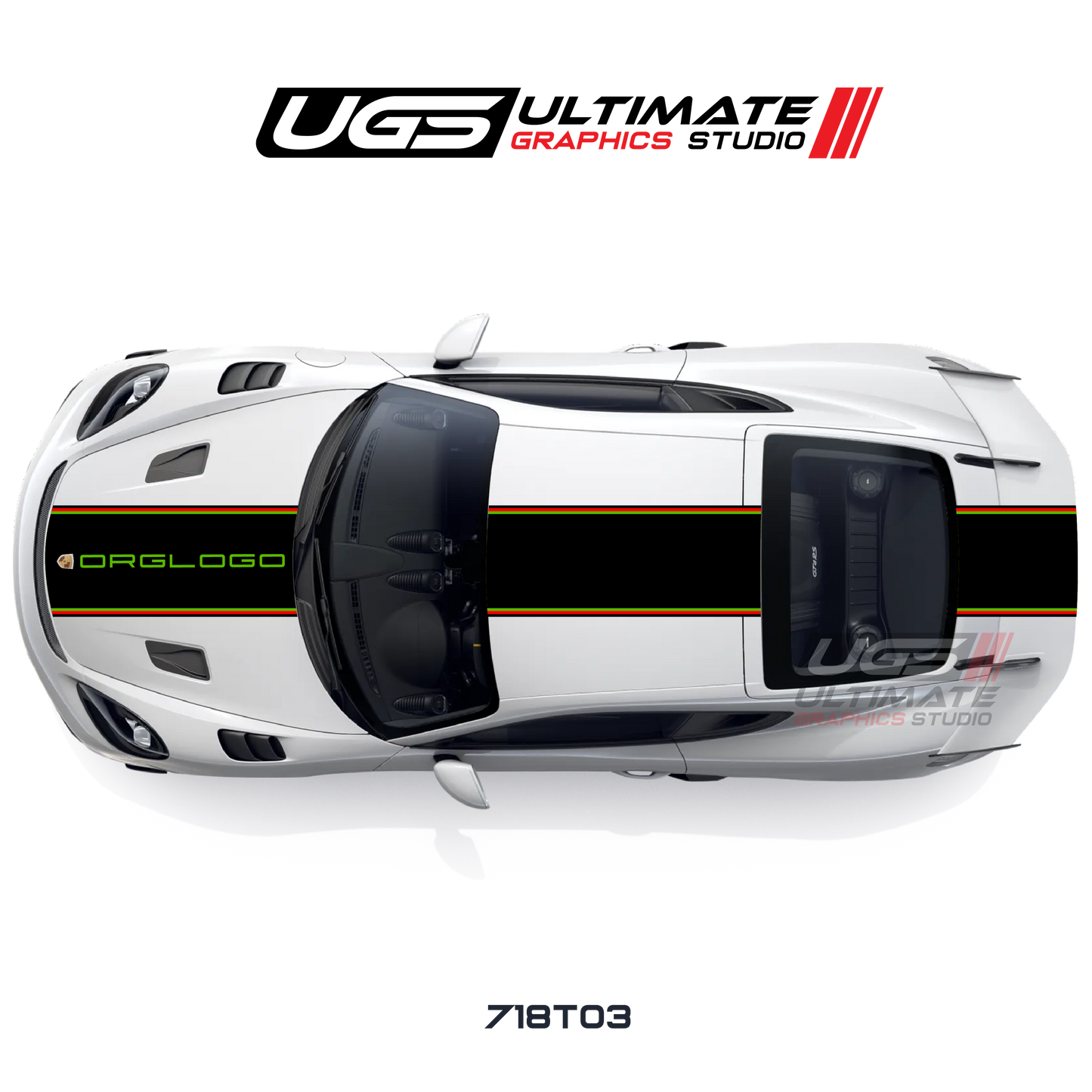 Racing Color Wide Top Graphic - Fits Porsche Cayman / Carrera