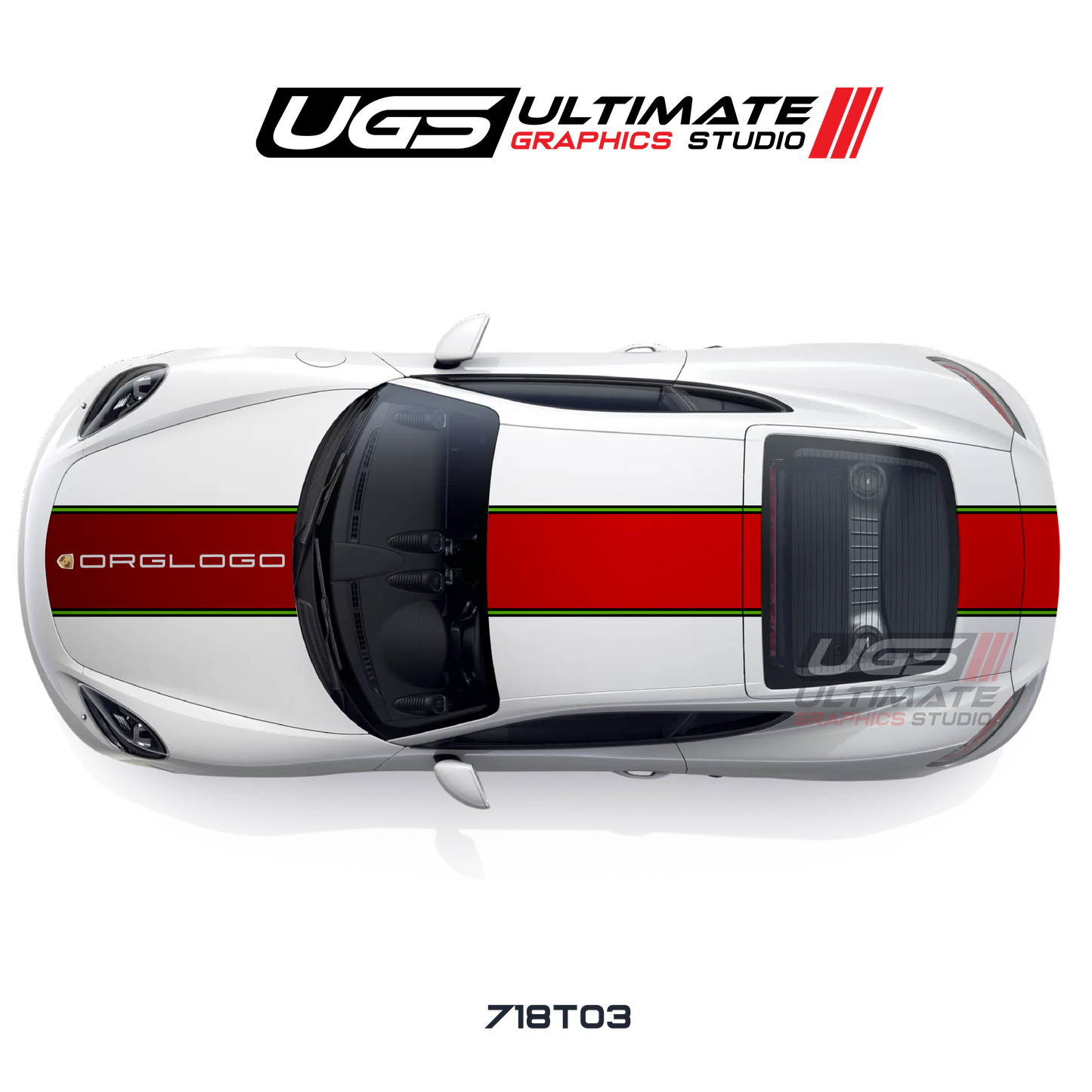 Racing Color Wide Top Graphic - Fits Porsche Cayman / Carrera