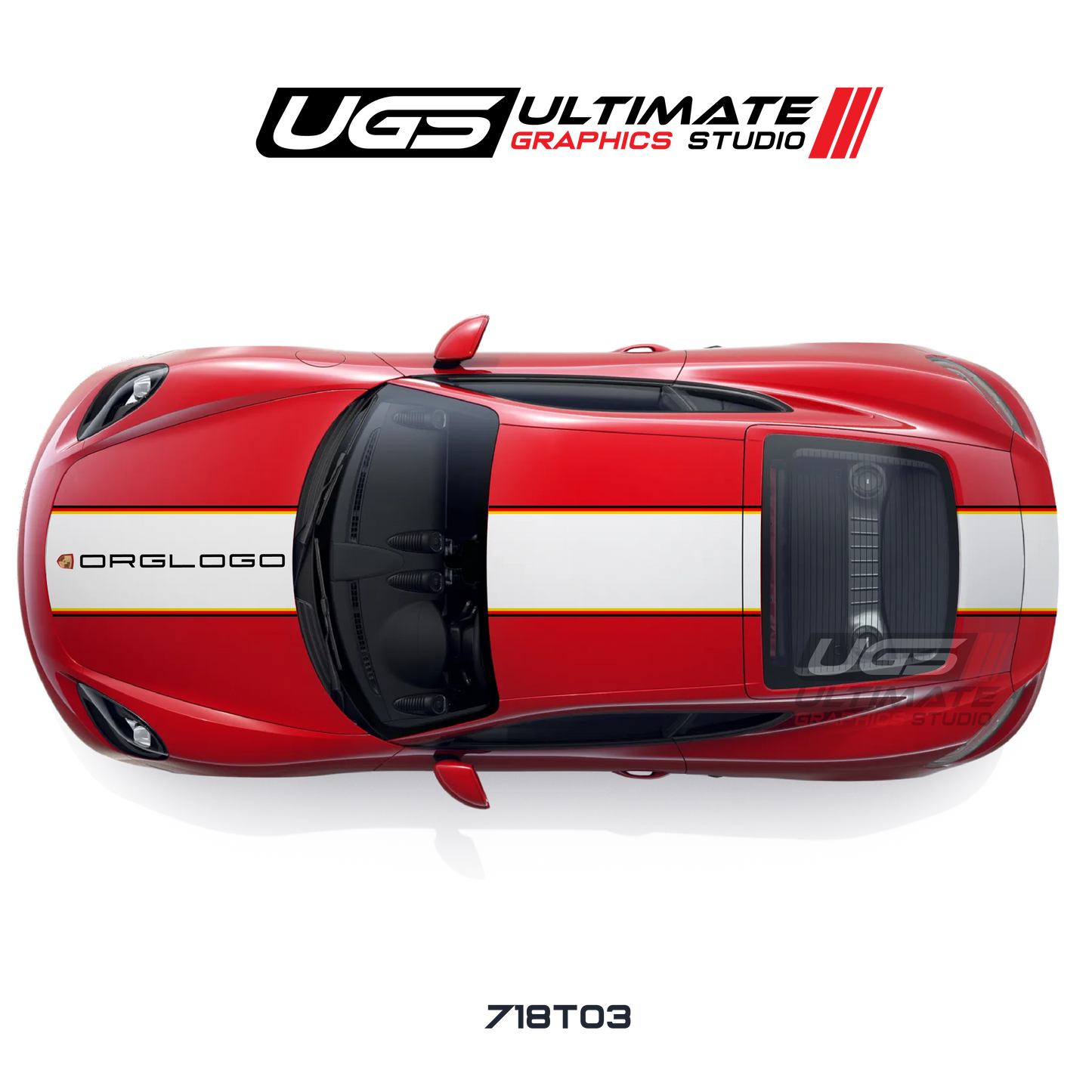 Racing Color Wide Top Graphic - Fits Porsche Cayman / Carrera