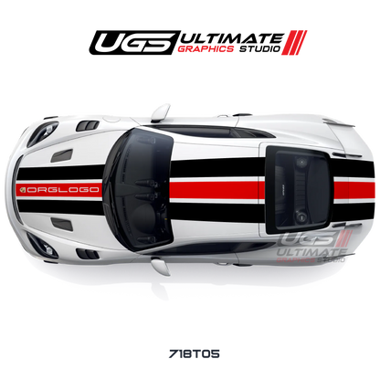 Racing Wide Center 3 Stripes Top Graphic for Porsche Models