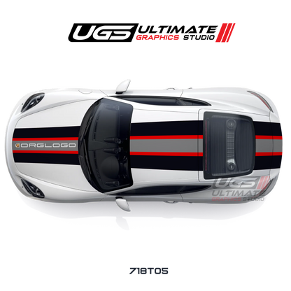 Racing Wide Center 3 Stripes Top Graphic for Porsche Models