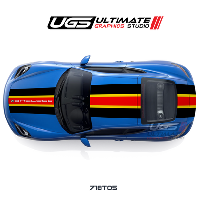 Racing Wide Center 3 Stripes Top Graphic for Porsche Models