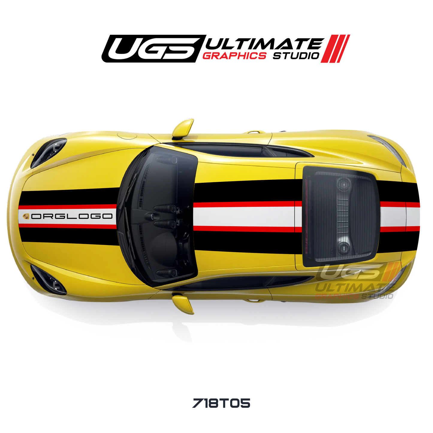 Racing Wide Center 3 Stripes Top Graphic for Porsche Models