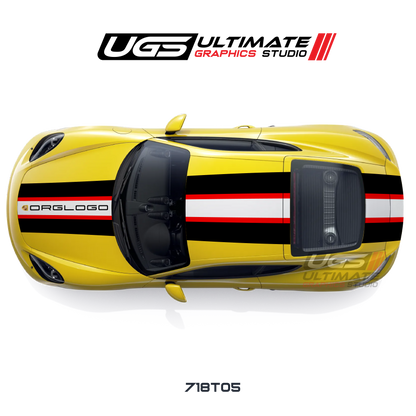 Racing Wide Center 3 Stripes Top Graphic for Porsche Models