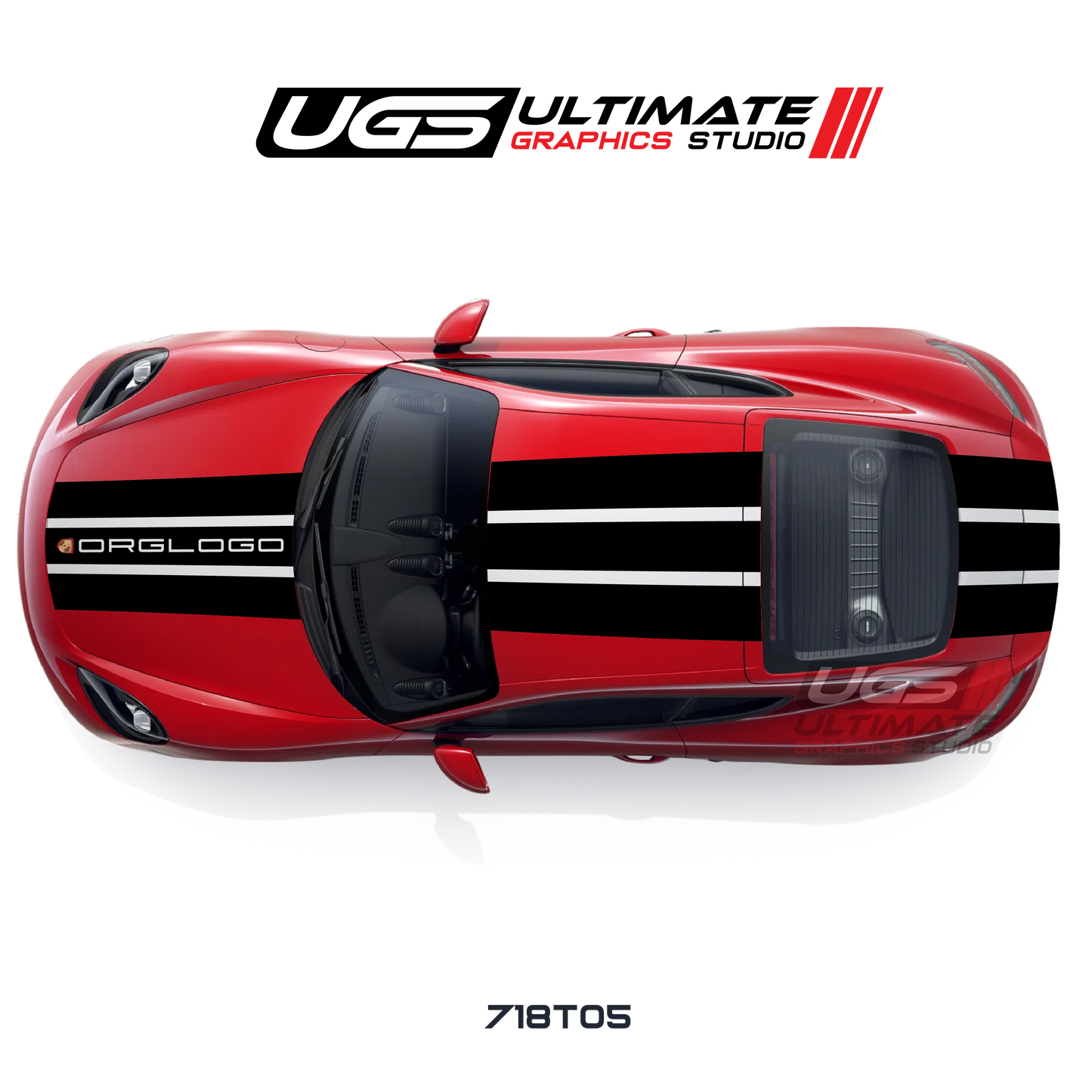 Racing Wide Center 3 Stripes Top Graphic for Porsche Models