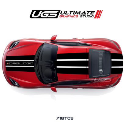 Racing Wide Center 3 Stripes Top Graphic for Porsche Models