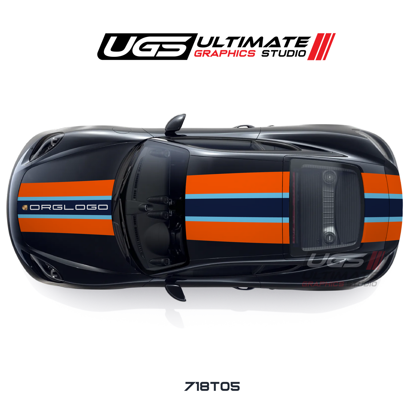 Racing Wide Center 3 Stripes Top Graphic for Porsche Models