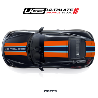 Racing Wide Center 3 Stripes Top Graphic for Porsche Models
