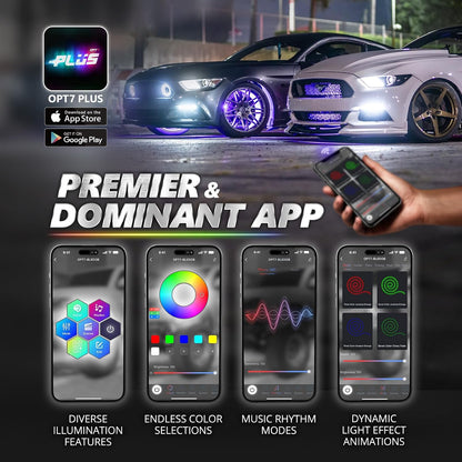 AURA PRO LED Grille Lighting Kit ( 4 x 12-Inch or 4 x 24-Inch) Bluetooth Enabled App - Full Color Spectrum