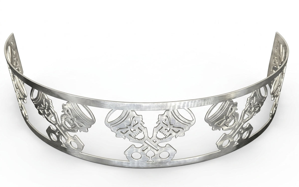 Granatelli Blingz Beauty Bandz 14-Inch x 3-Inch Air Cleaner Grill – Skullz and Rods – 750004
