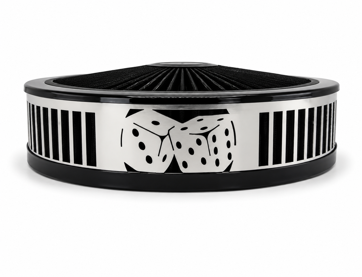 Granatelli Blingz Beauty Bandz Black Air Filter Assembly – Craps Graphic – 750013