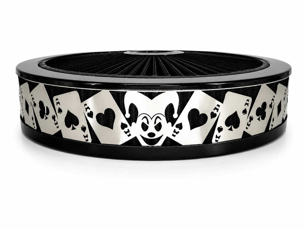 Granatelli Blingz Beauty Bandz Black Air Filter Assembly – Jokers Wild Graphic – 750016