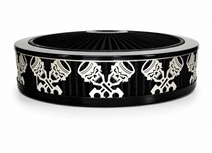 Granatelli Blingz Beauty Bandz Black Air Filter Assembly – Skullz and Rods Graphic – 750017