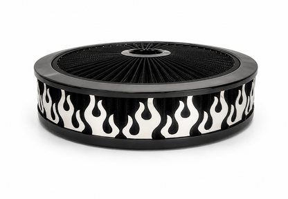 Granatelli Blingz Beauty Bandz Black Air Filter Assembly – Flames Graphic – 750018
