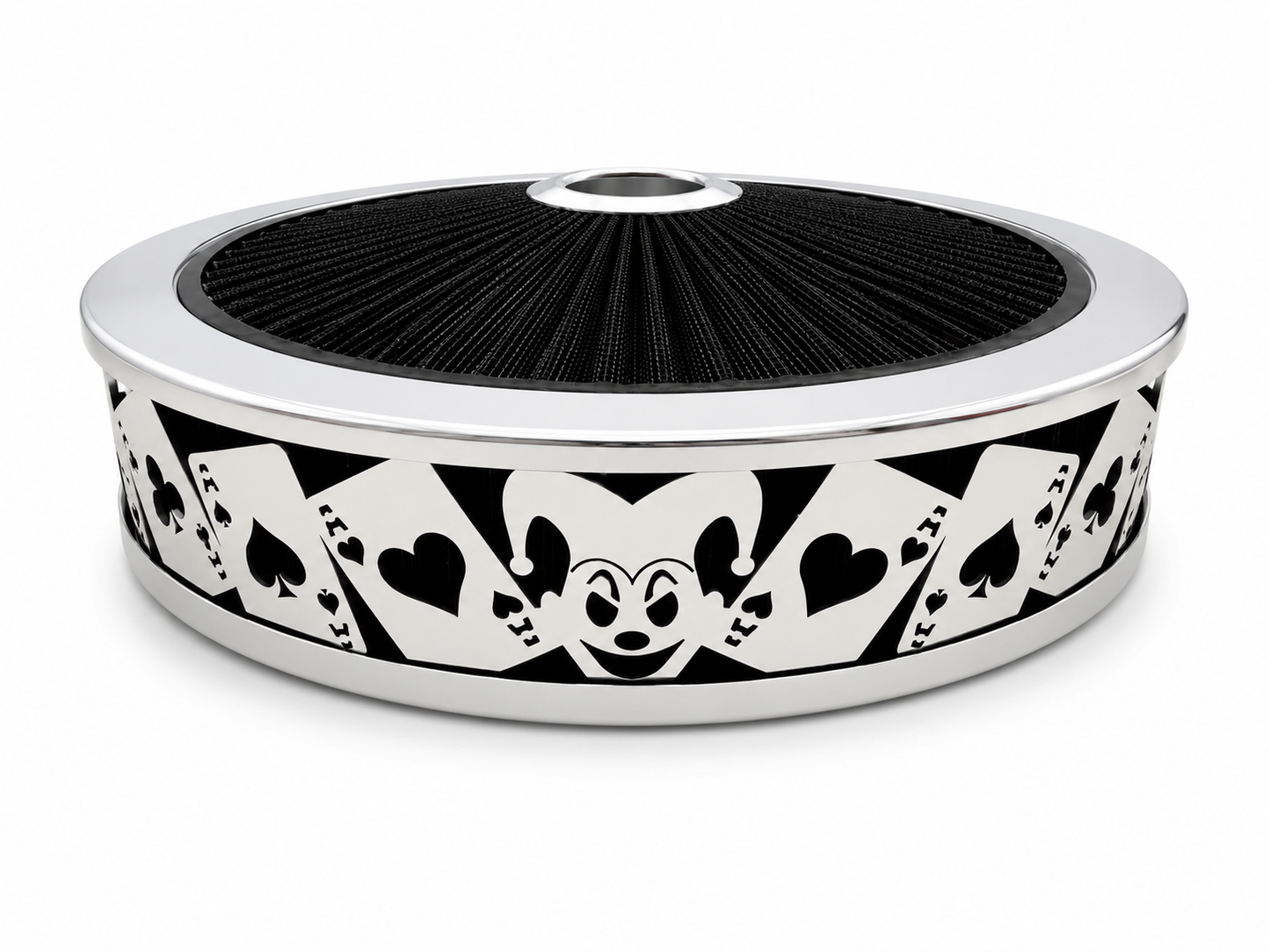 Granatelli Blingz Beauty Bandz Black & Chrome Air Filter Assembly – Jokers Wild Graphic – 750029