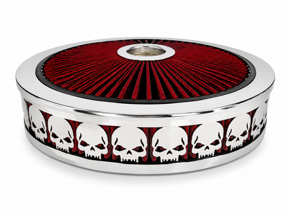 Granatelli Blingz Beauty Bandz Red & Chrome Air Filter Assembly – Skullz Graphic – 750040