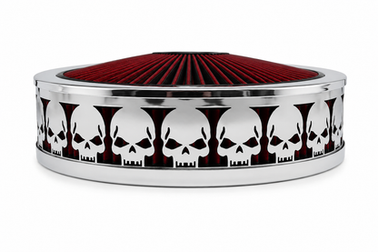 Granatelli Blingz Beauty Bandz Red & Chrome Air Filter Assembly – Skullz Graphic – 750040