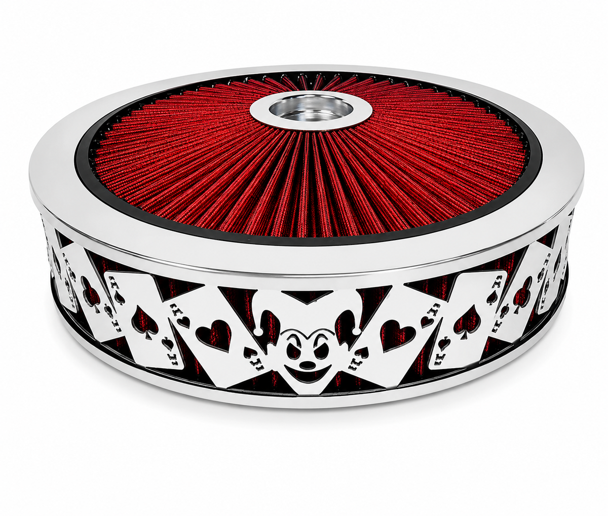 Granatelli Blingz Beauty Bandz Red & Chrome Air Filter Assembly – Jokers Wild Graphic – 750042