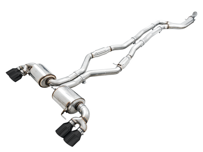 AWE Tuning Resonated Touring Edition Exhaust for G20 M340i - Diamond Black Tips 3015-43158