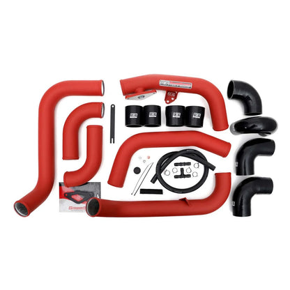 GrimmSpeed Front Mount Intercooler Kit - Black Core with Red Piping - 2008-14 Subaru STI GRM090253