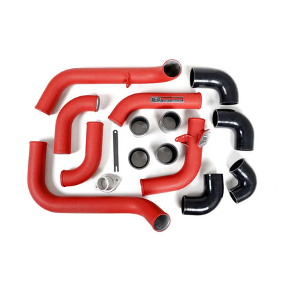 GrimmSpeed Front Mount Intercooler Kit - Black Core with Red Piping - 2008-14 Subaru WRX GRM090251
