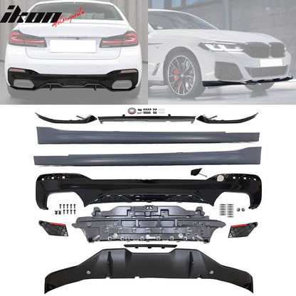 Fits 2021-2023 G30 G31 Rear Diffuser Type 2+Front Bumper Lip+Side Skir