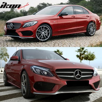 2015-2017 Benz W205 C Class W/ PDC Front + Rear Bumper + Side Skirts