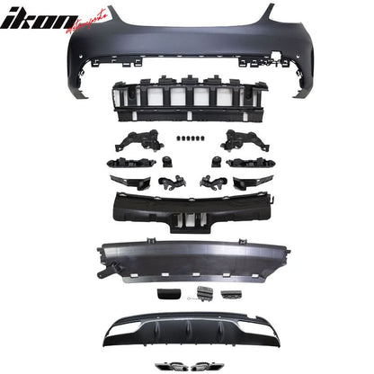 2015-2016 Benz W205 C63 Style Full PDC Front +Rear Bumper+Side Skirts