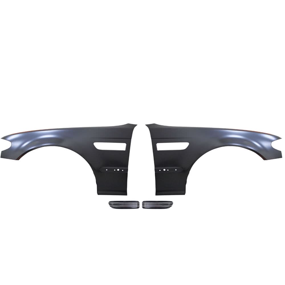 Fits 02-04 BMW E46 4D M3 Metal Fenders + Chrome Side Vent