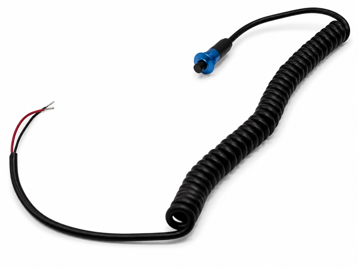 Granatelli Blue 10A Pin Head Momentary Push Button Switch w/ 6' Retractable Cord – 810101BL